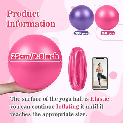 Teyva 40 Pcs Small Pilates Ball Bulk 9 Inch Mini Yoga Balls - color: Pink, Purple
