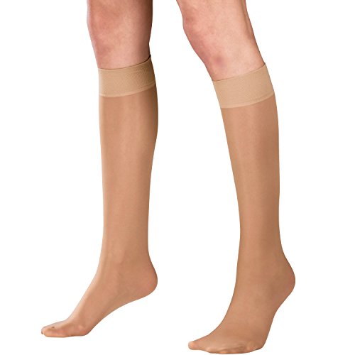 Truform Sheer Compression Stockings, 15-20 mmHg, Women's Knee High Length, 20 Denier, Beige, Small - color: Beige, size: Small (1 Pair)