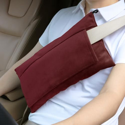Post Surgery SeatBelt Pillow for Pregnancy Mastectomy Hysterectomy Recovery - color: Wine