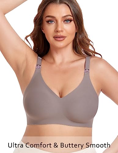 Vinfact Smooth Nursing Bras for Breastfeeding Seamless Maternity Bras for Pregnancy Wireless Bralette with Extra Bra Extender - color: 2pcs(black+grey), size: Large