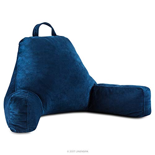 Linenspa XL Backrest Reading Pillow with Arms — Shredded Foam - color: Navy, size: X-Large without Neck Support