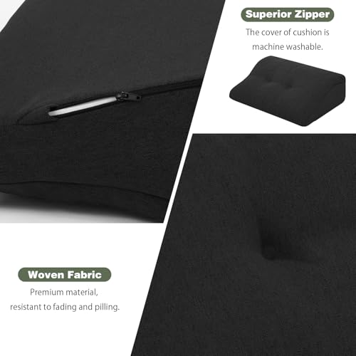 baibu Patented Dual-Layer Memory Foam Lumbar Pillow for Recliner, Black - color: Black