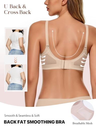 Avidlove Wireless Bras for Women Seamless Full Coverage Bra Mesh Comfy Bralette Tshirt Everyday Bras - color: Nude, size: Small