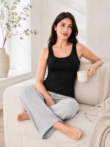 DAVID ARCHY Women's Bamboo Rayon Long Tank Tops, Layering Camisoles 3 Pack - color: Black, size: Small