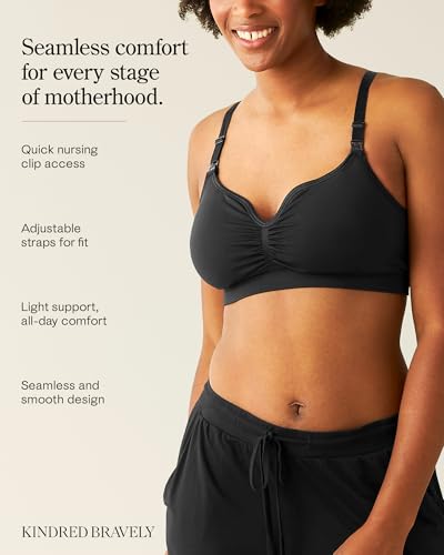 Kindred Bravely Tatum Maternity Nursing Bra, Seamless Bralette Set, 2 Pack - color: 2pk Black/Beige, size: 1X