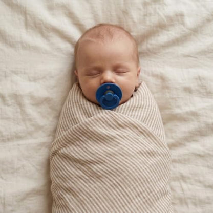 Swaddle Blanket, 100% Organic Cotton Muslin, 47"x47" Newborn - color: Natural Stripe