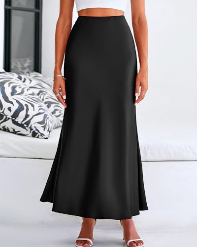 BTFBM Maxi Skirts for Women Business Casual - color: Black, size: Medium