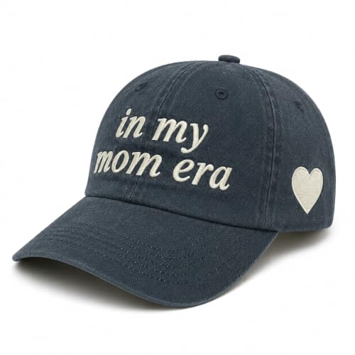 in My Mom Era Hat for Women, Mama Baseball Cap, New Mother Gift - color: Washed Navy