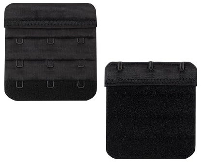 Women Bra Extenders 2 Hook/3 Hook/4 Hook Soft Bra Strap Extension - color: Bra Extender 3 Hook Black/Beige