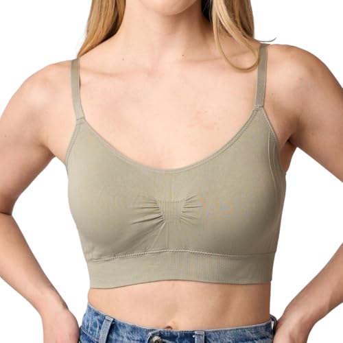 Coobie Seamless Scoopneck Bra - color: Sage Green, size: Large