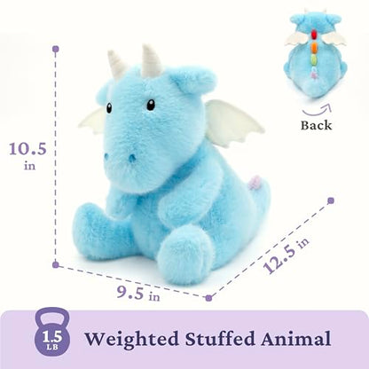 IKASA Microwavable Stuffed Animal Dragon Plush,Heating Weighted 1.5 lbs - color: Blue Dragon