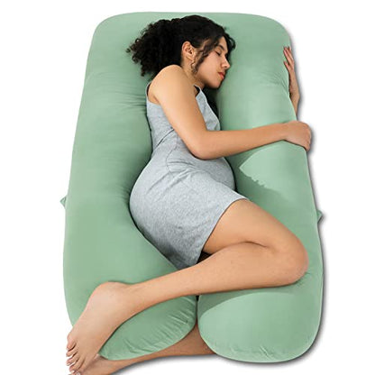 QUEEN ROSE Cooling Pregnancy Pillow, U Shaped Maternity Body Pillow, Green - color: Green