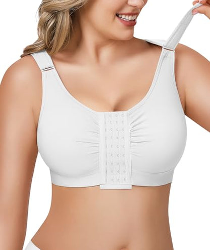 BRABIC Surgical Bra for Post Surgery Mastectomy Compression - color: White, size: Large