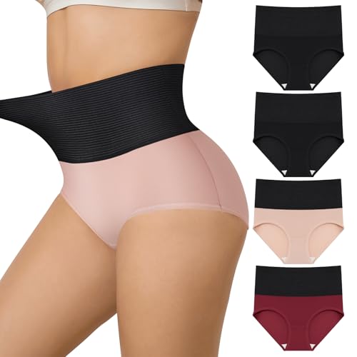 Women's Tummy Control Underwear High-Waist underpants Full Coverage Brief Stretch Ladies Panties Multipack - size: Small