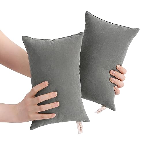 BEDSUM Plush Mini Pillows, 11 x 7, Microfiber, 2 Pack, Dark Grey - color: Dark Grey, size: 11x7 inches