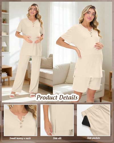 Women Maternity Lounge Set - color: Apricot, size: Medium