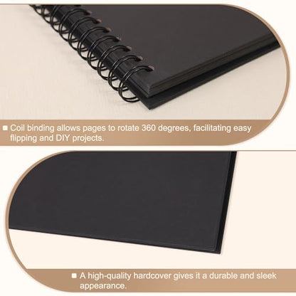 Scrapbook Album 7x7 Inches Hardcover Kraft 40 Pages Black - color: Black, size: 7"x7" 20 Sheets