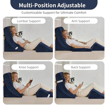 Wedge Pillow Set for After Surgery,Navy,4PCS-22 - color: Navy, size: 4PCS-22''