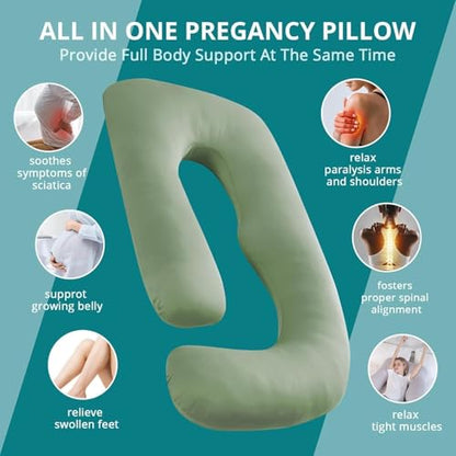 Cooling Pregnancy Pillows for Sleeping, 65'' Full Body Pillow, Green - color: Green, size: 65 Inch