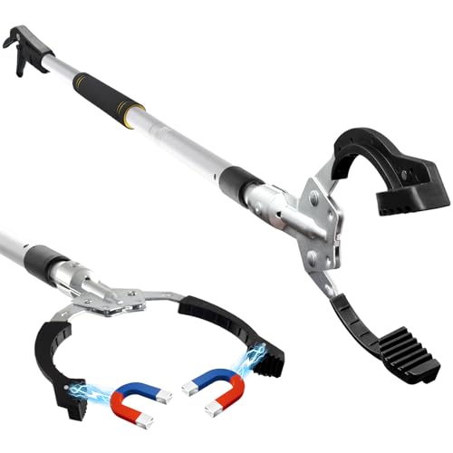 Grabber Reacher Tool Heavy Duty,53in Extra Long Trash Picker Upper Grabber for Yard 2 Magnets Head Aluminum Alloy Tube Trash Picker Reacher Grabber Pickup Tool for Garbage Sponge Handle