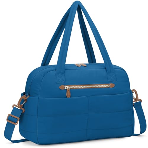Pritent Puffer Travel Duffle Bag Waterproof Carry On Duffel Weekender Bag - color: Blue