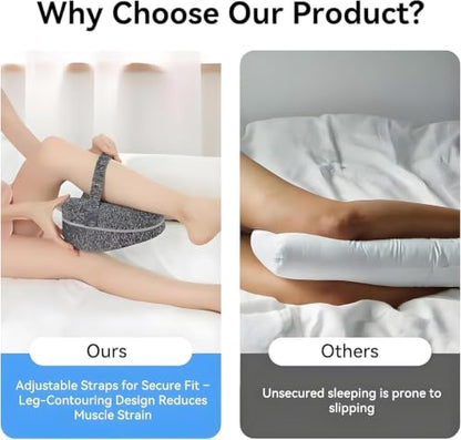 Knee Alignment Pillow, Leg Pillow for Side Sleeping, Memory Foam Hip Knee Alignment Pillow with Adjustable Strap for Relieving Leg, Back, Knee Pain (Charcoal Gray)