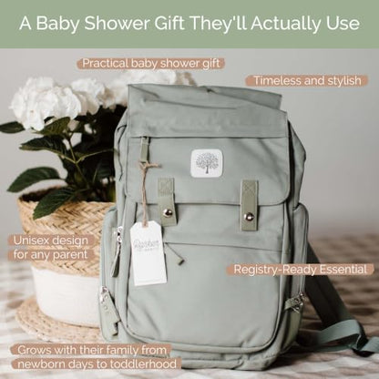 Parker Baby Co. Diaper Bag Backpack with Changing Pad - Sage - color: Sage Green