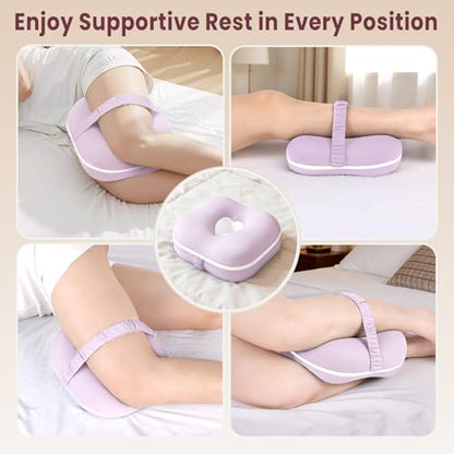 Small Knee Pillow for Side Sleepers, Memory Foam Leg Pillow,Pink - color: Pink