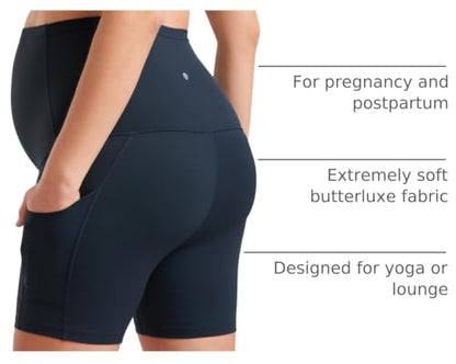 CRZ YOGA Maternity Biker Shorts Pockets 5" - color: True Navy, size: X-Small