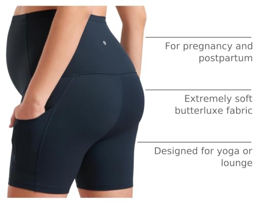 CRZ YOGA Maternity Biker Shorts Pockets 5" - color: True Navy, size: Large