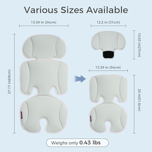 Momcozy Universal Stroller Cooling Pad, Detachable 2-Piece Cushion - color: Light Gray, size: Cooling Pad