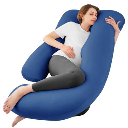 Sasttie Cooling Pregnancy Pillows for Sleeping, 57'' Full Body Pillow, Navy - color: Navy, size: 57 Inch