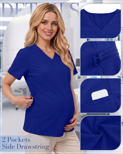 Neer Women's Maternity Scrub Top - color: Sapphire Blue, size: Small
