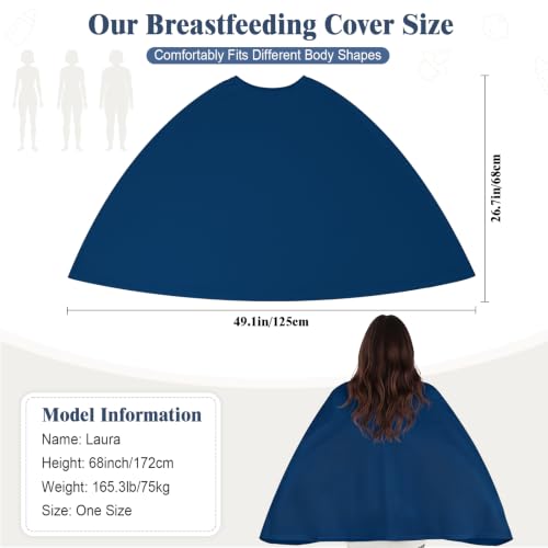 Basumee Nursing Cover for Breastfeeding Breathable Mesh 360 Full Privacy - color: Navy Blue, size: 1 Pack
