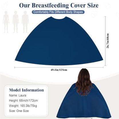 Basumee Nursing Cover for Breastfeeding Breathable Mesh 360 Full Privacy - color: Navy Blue, size: 1 Pack