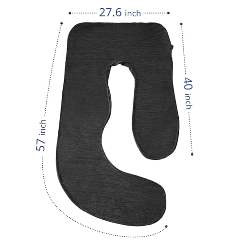 Sasttie Cooling Pregnancy Pillow Cover for 57-inch Maternity Pillow, Black - color: Black