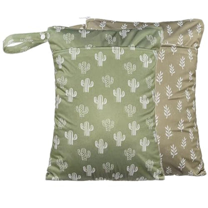 Waterproof Wet Dry Bags with Two Zippered Pockets and Handle - color: Green