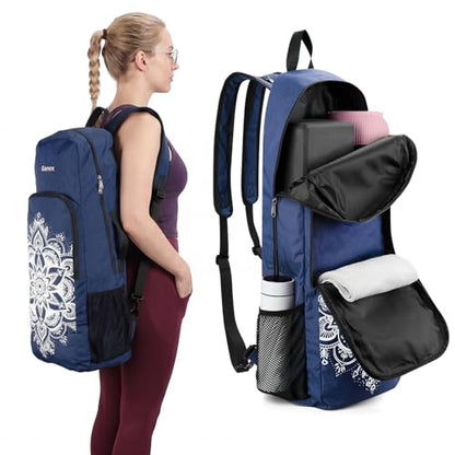 Gonex Yoga Mat Bag Convertible Backpack Blocks Carrier with Wet Pocket - color: Blue