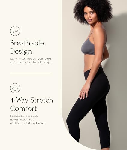 Felina Super Soft Sueded Women's Capri Legging, Squat Proof & Breathable - color: Charcoal, size: Large