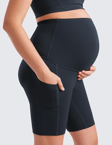 CRZ YOGA Maternity Biker Shorts Pockets 8" - color: True Navy, size: Medium