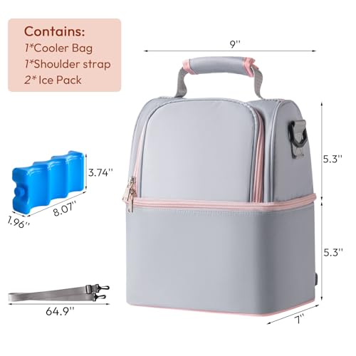 NCVI Breast Pump Backpack, Double Layer Removable, for Spectra/Medela - color: Grey