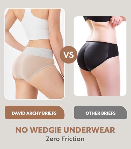 DAVID ARCHY Women's Bamboo Rayon Briefs, High-Waisted Underwear, 4/6 Pack - color: A-light Skin*4, size: XX-Large