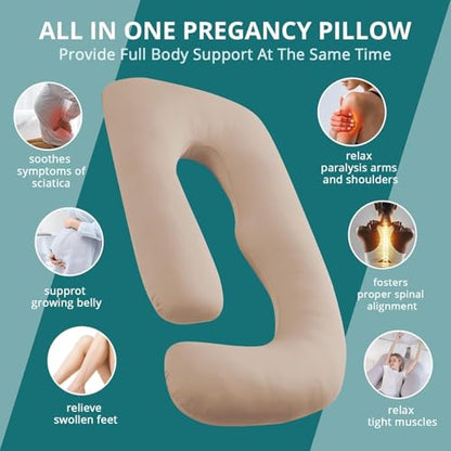 Cooling Pregnancy Pillows for Sleeping, 65'' Full Body Pillow, Beige - color: Beige, size: 65 Inch