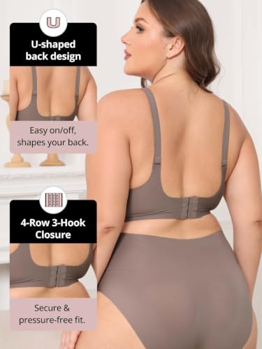 Jelly Support Wireless Nursing Bra V Neck Front Easy Open Clips Maternity Breastfeeding Bralette - color: Brown, size: X-Large