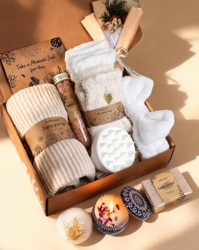 11pcs Natural Pampering Spa Gift Baskets for Women, Coconut - color: Coconut