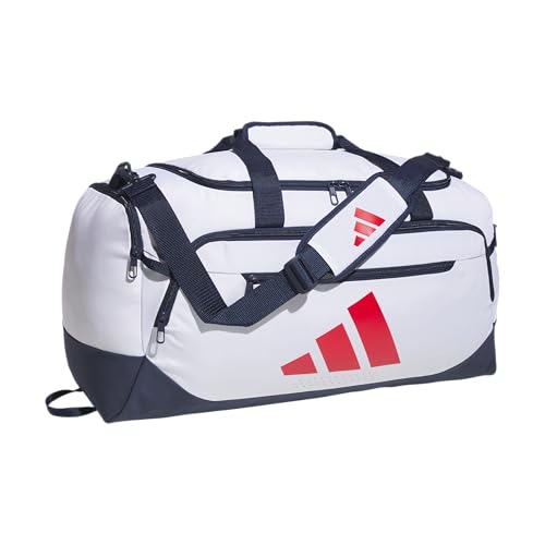 adidas Defender Duffel Bag - color: White/Night Indigo/Pure Ruby Red/Medium 59L, style: Medium 59l