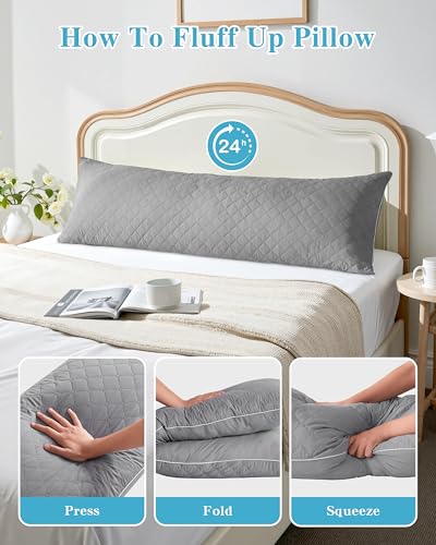 YZ HOME Long Body Pillow for Adults - Firm Body Pillow Insert - color: Light Gray
