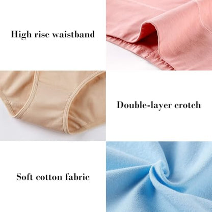 Womens Tummy Control Underwear Cotton High Waisted Full Briefs - color: 5 Pack Multicoloured-b, size: Medium
