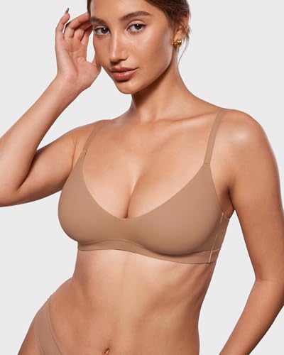 INLYRIC Women's Scoop Bralette No Padding - color: Gravel Beige, size: Large