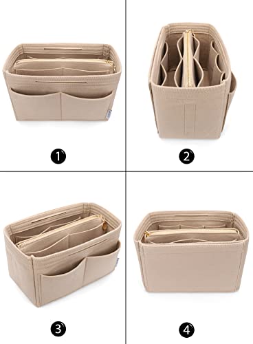 LEXSION Felt Purse Organizer Insert, Tote Bag Shaper Dividers with 5 Sizes - color: Beige, size: Slender Medium
